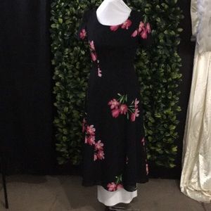 Black floral princess cut dress